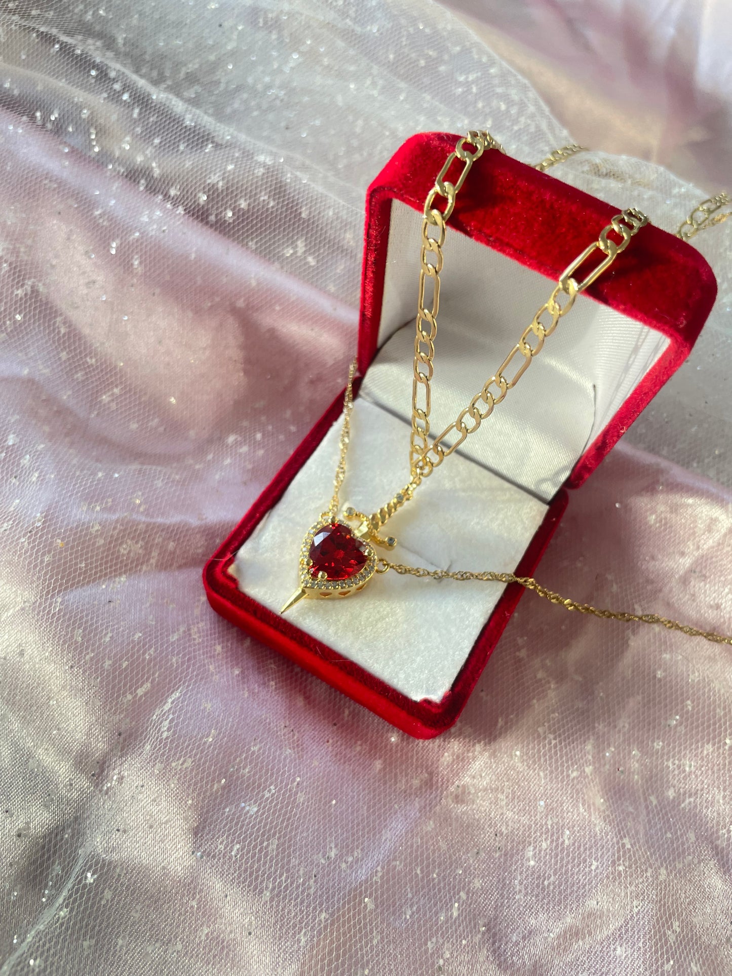 The Heart and Sword Necklace (choose color)