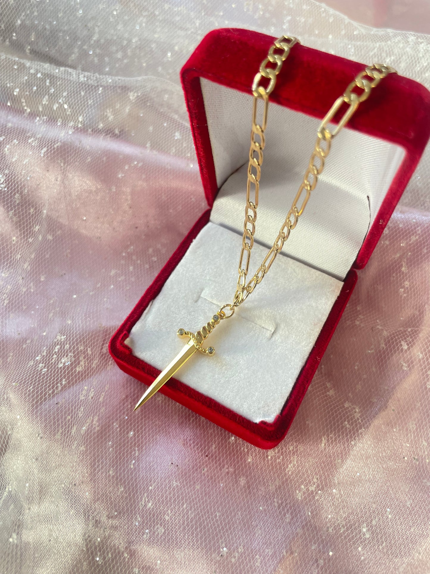 The Heart and Sword Necklace (choose color)