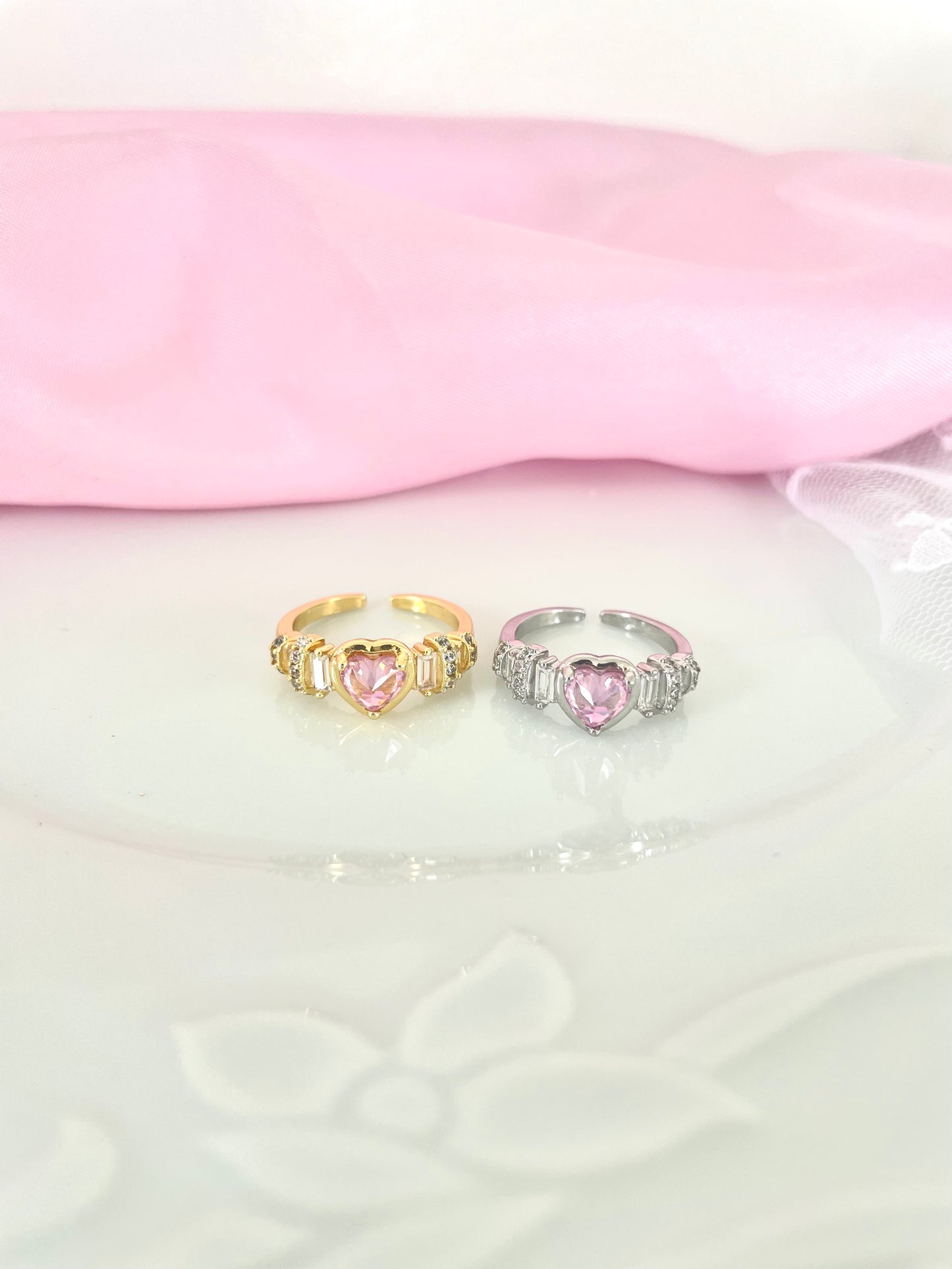Hearted diamond rings