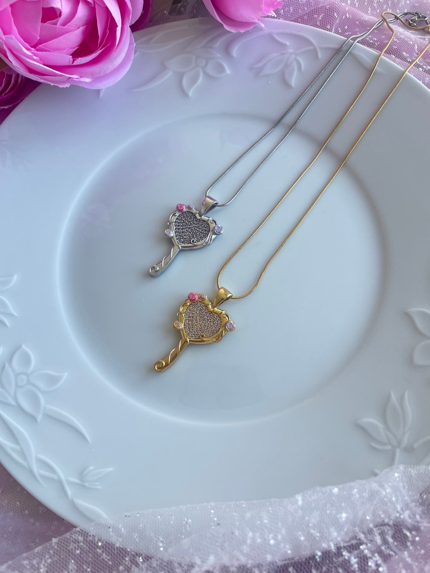 Barbie Diamond Castle mirror necklace