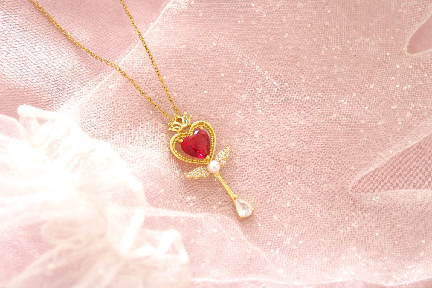 sailor moon heart wand necklace