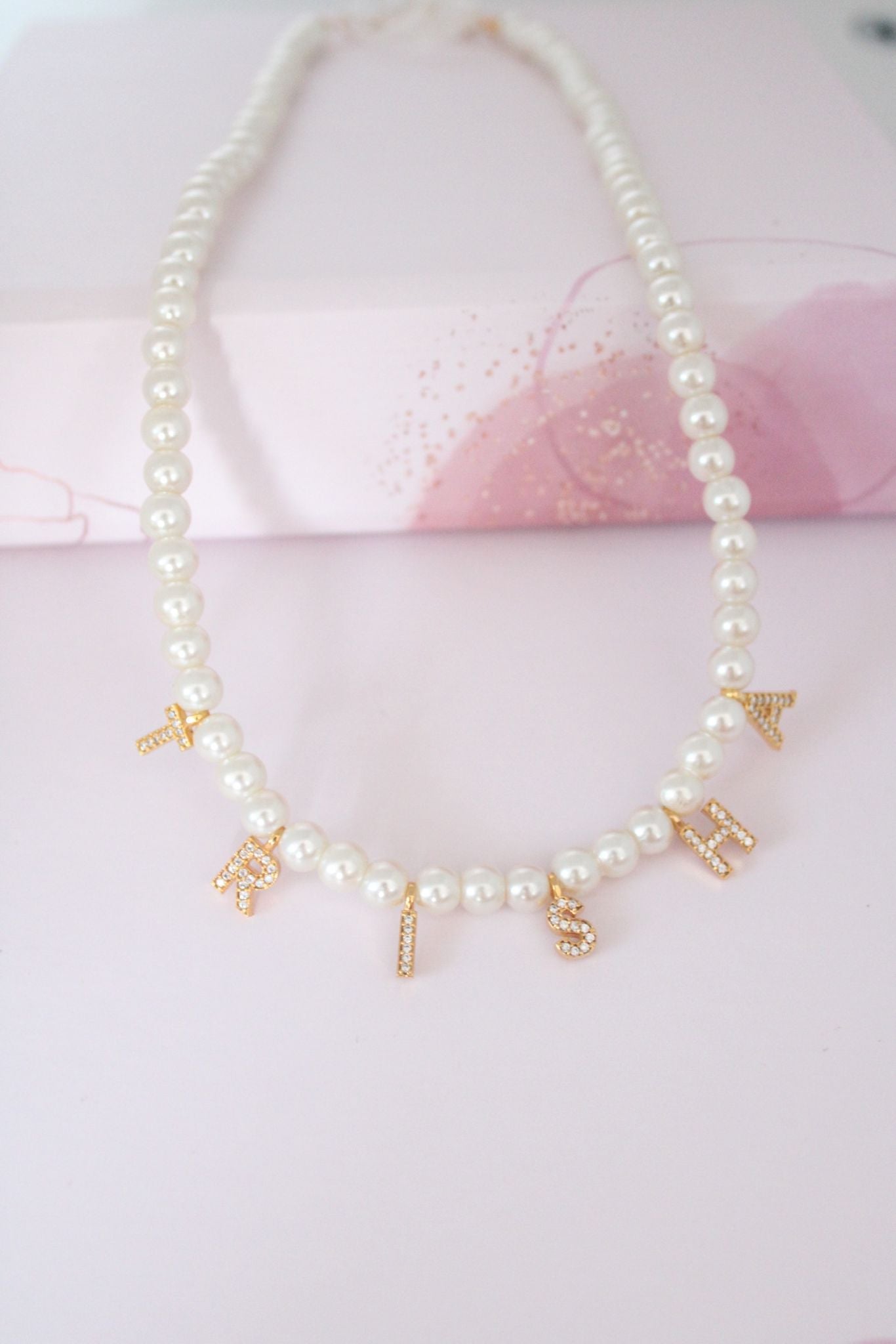 custom personalized name pearl necklace
